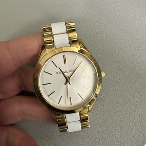Micheal kors watch gold and white